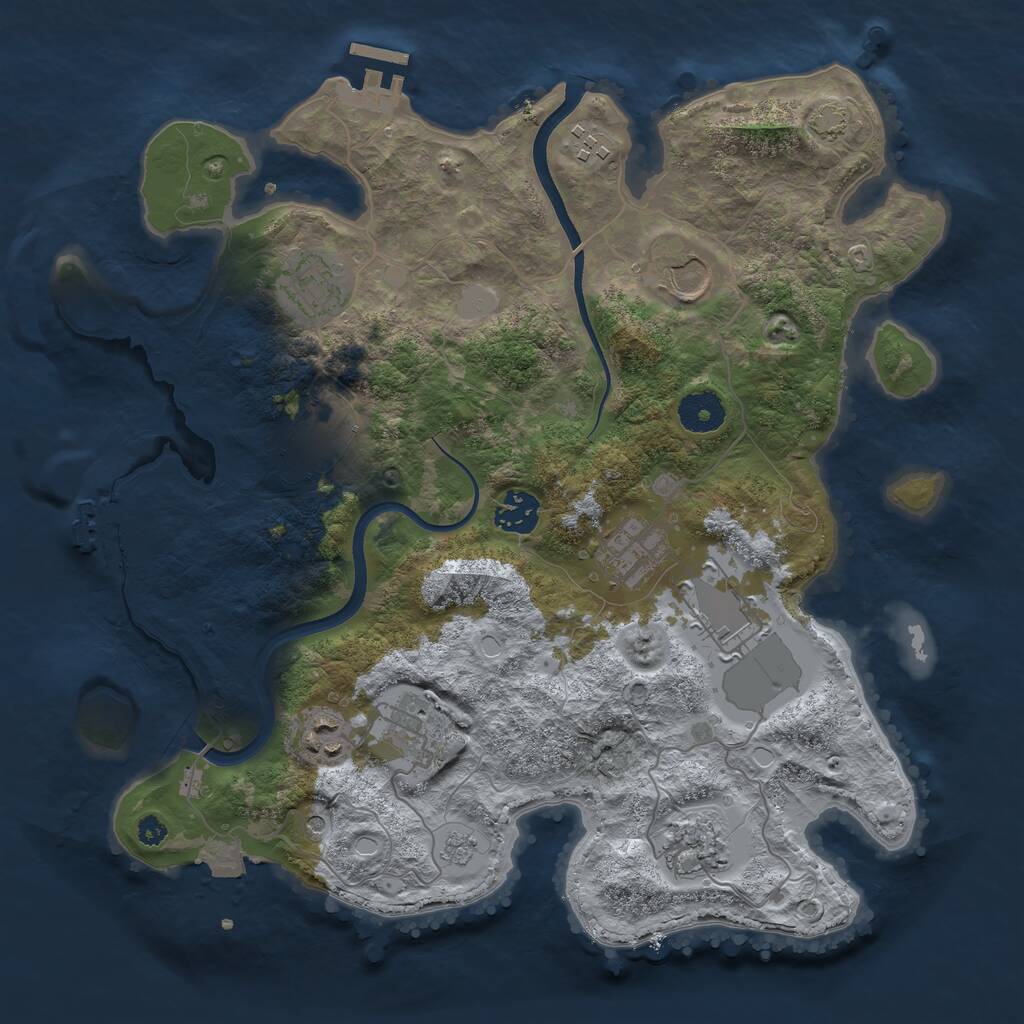 Rust Map: Procedural Map, Size: 3500, Seed: 11495, 16 Monuments