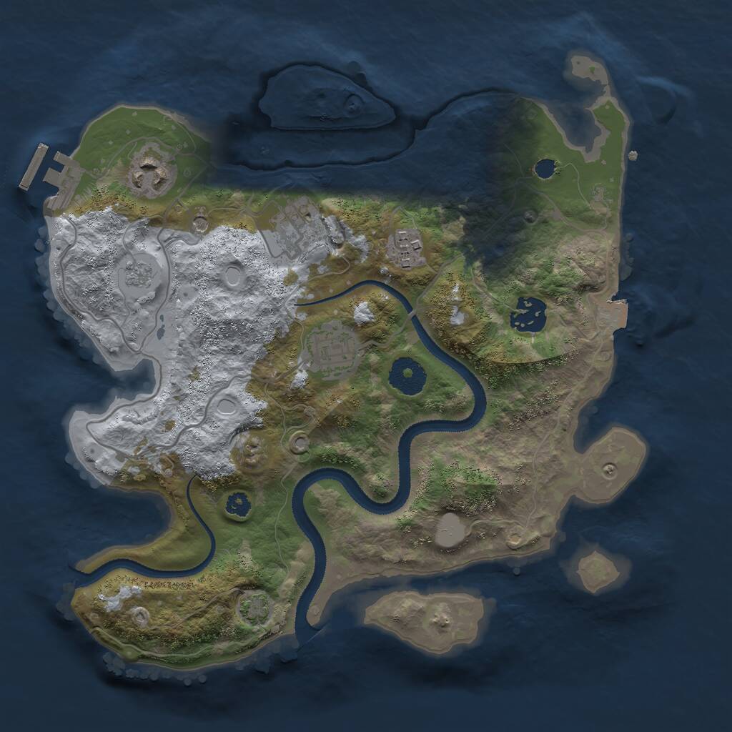 Rust Map: Procedural Map, Size: 3000, Seed: 36354, 10 Monuments