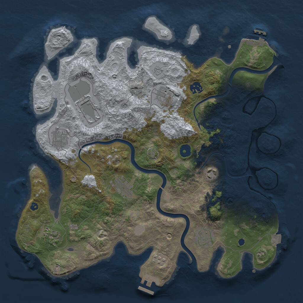 Rust Map: Procedural Map, Size: 3750, Seed: 1996830985, 15 Monuments