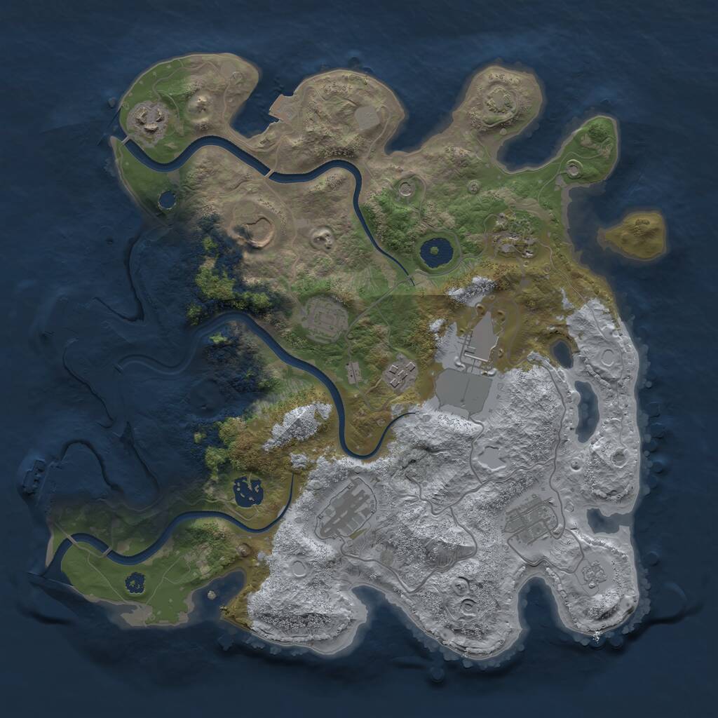 Rust Map: Procedural Map, Size: 3500, Seed: 648761373, 15 Monuments