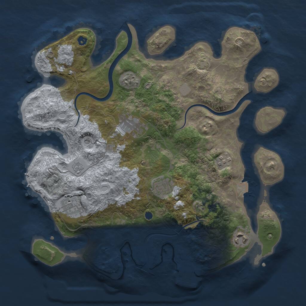 Rust Map: Procedural Map, Size: 3250, Seed: 201668968, 10 Monuments