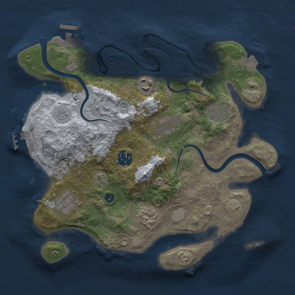 Rust Map: Procedural Map, Size: 3000, Seed: 1030589043, 13 Monuments