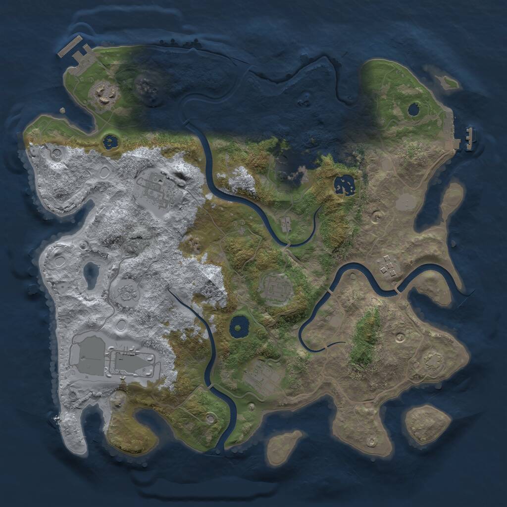 Rust Map: Procedural Map, Size: 3500, Seed: 112137778, 14 Monuments