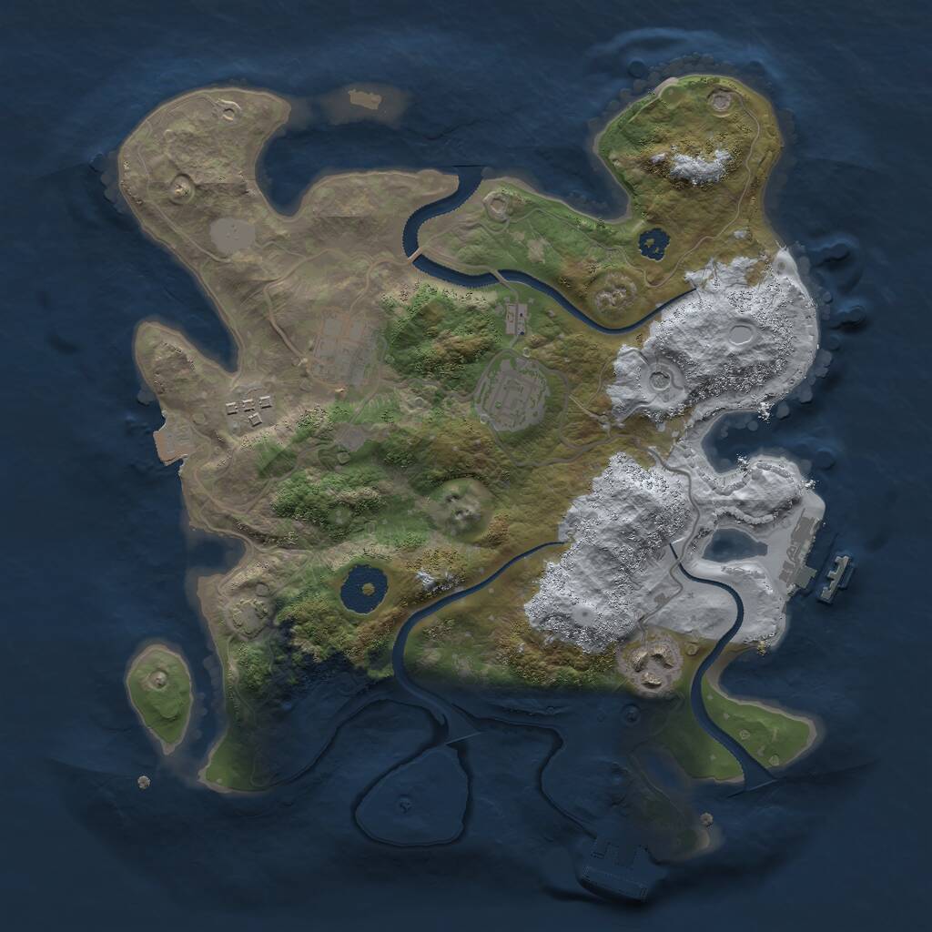 Rust Map: Procedural Map, Size: 3000, Seed: 78971, 9 Monuments