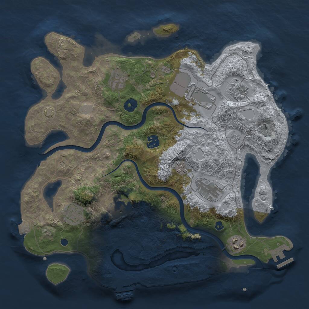 Rust Map: Procedural Map, Size: 3500, Seed: 736951511, 15 Monuments
