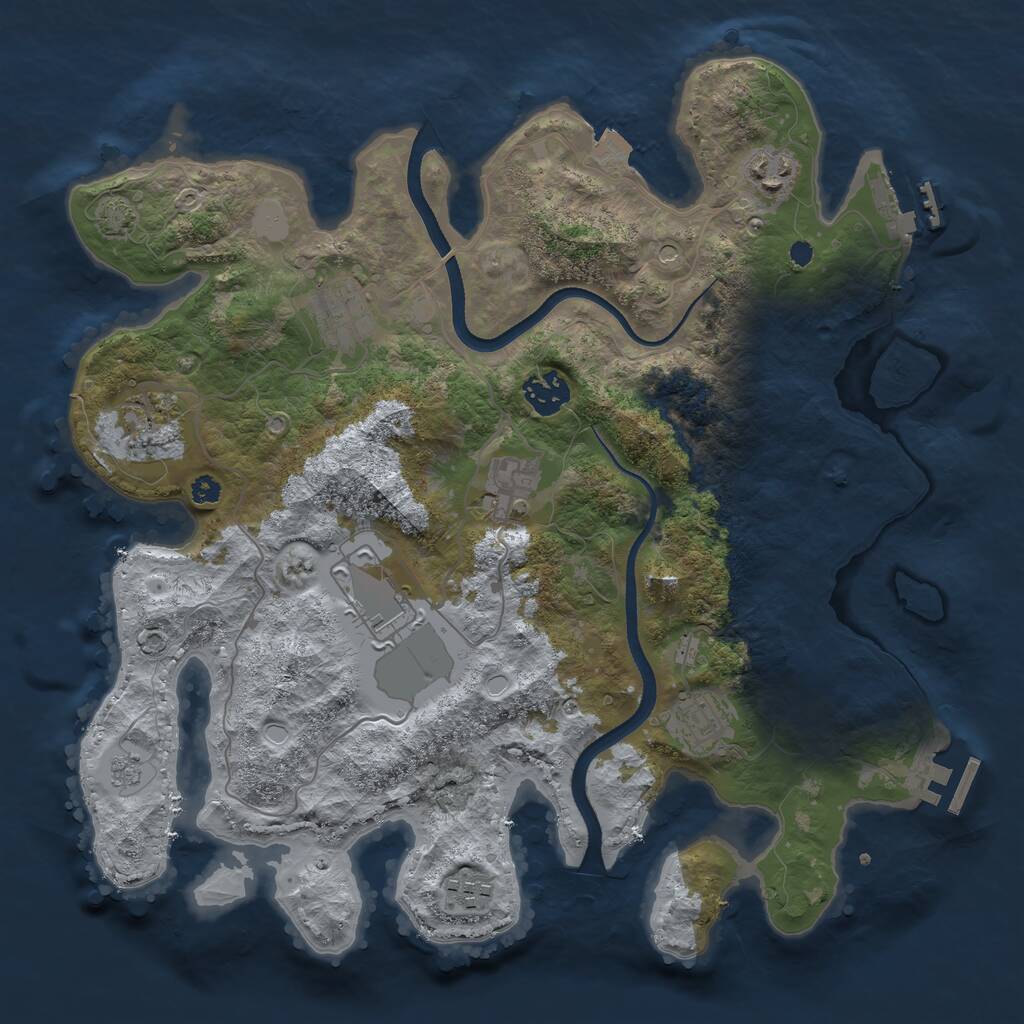 Rust Map: Procedural Map, Size: 3500, Seed: 21981000, 14 Monuments