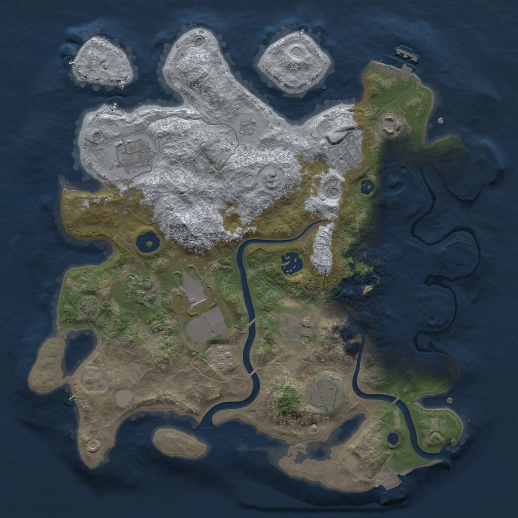 Rust Map: Procedural Map, Size: 3500, Seed: 695339223, 15 Monuments