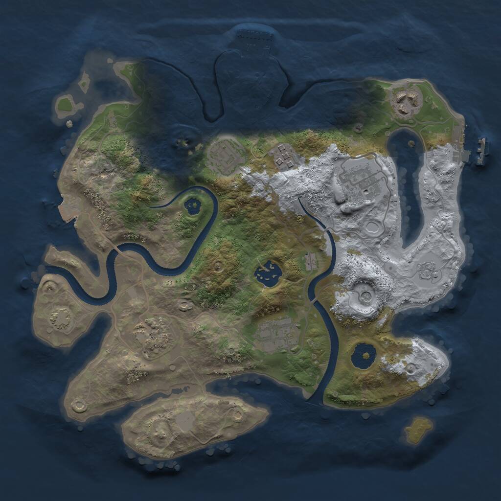 Rust Map: Procedural Map, Size: 3000, Seed: 2142380039, 13 Monuments