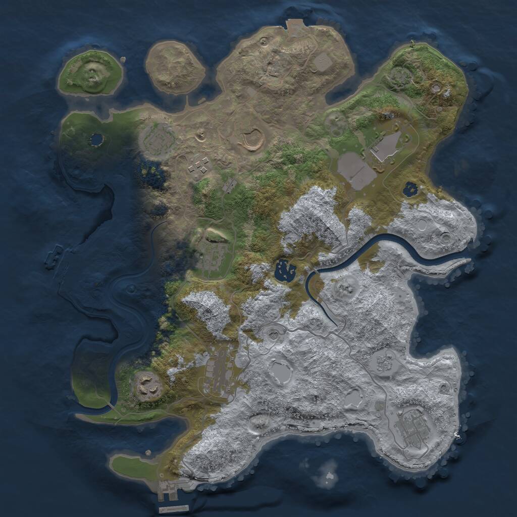 Rust Map: Procedural Map, Size: 3500, Seed: 607836590, 15 Monuments