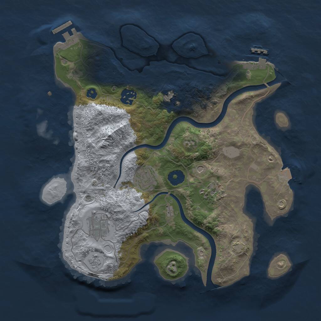 Rust Map: Procedural Map, Size: 3050, Seed: 100, 11 Monuments