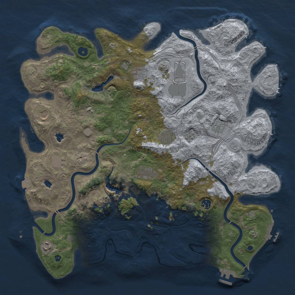 Rust Map: Procedural Map, Size: 4500, Seed: 387977527, 16 Monuments