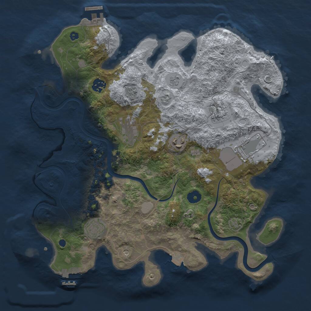 Rust Map: Procedural Map, Size: 3500, Seed: 286807783, 13 Monuments