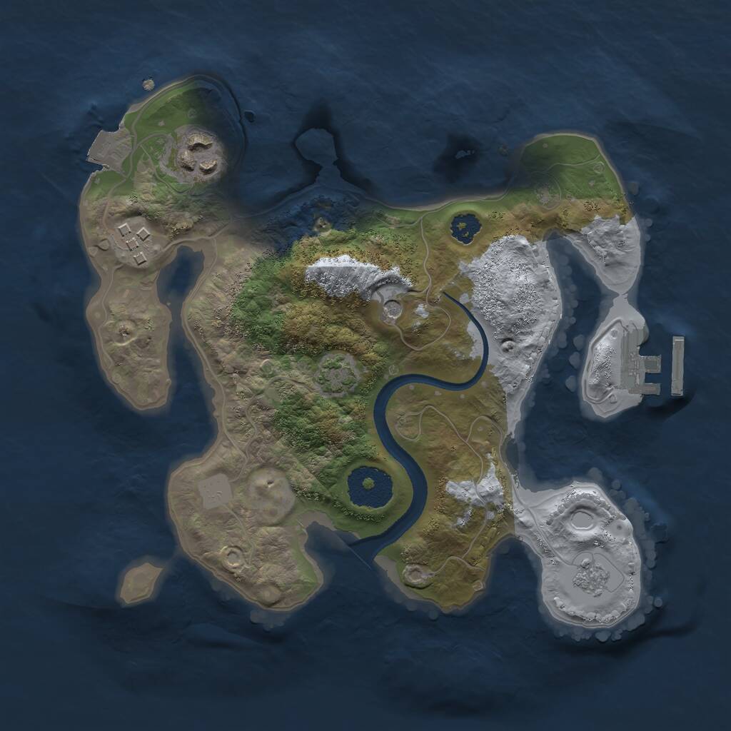 Rust Map: Procedural Map, Size: 2500, Seed: 2141737192, 7 Monuments