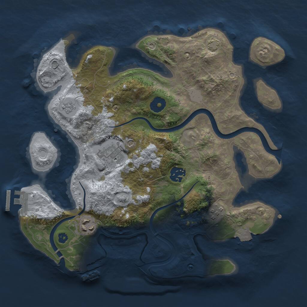 Rust Map: Procedural Map, Size: 3000, Seed: 1293462075, 10 Monuments
