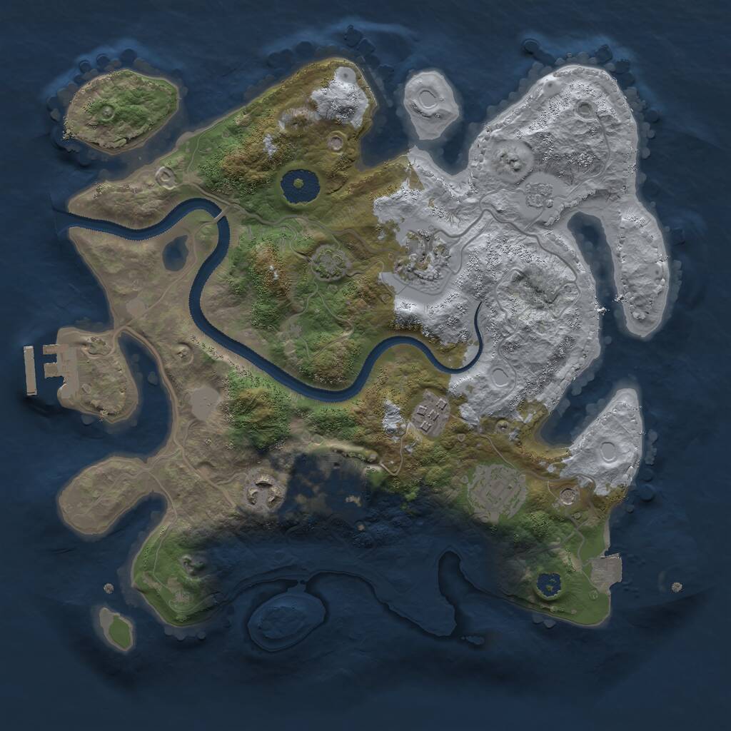 Rust Map: Procedural Map, Size: 3000, Seed: 1096687085, 10 Monuments