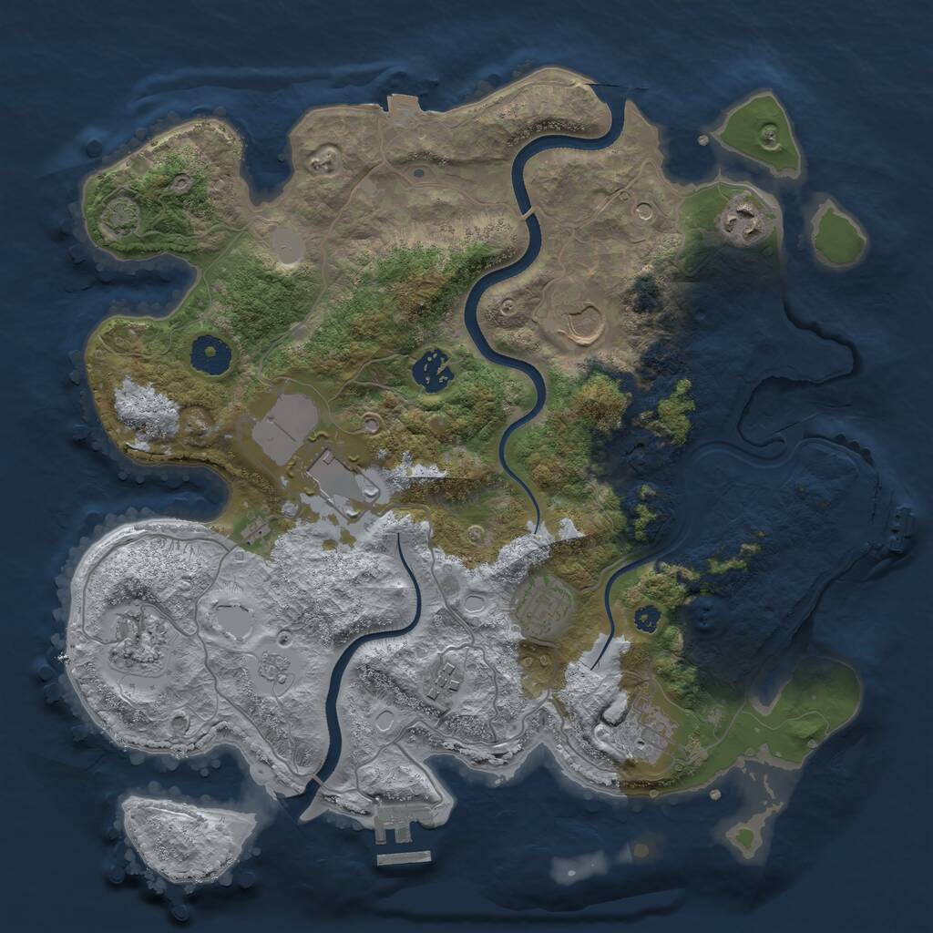 Rust Map: Procedural Map, Size: 3500, Seed: 37187, 14 Monuments