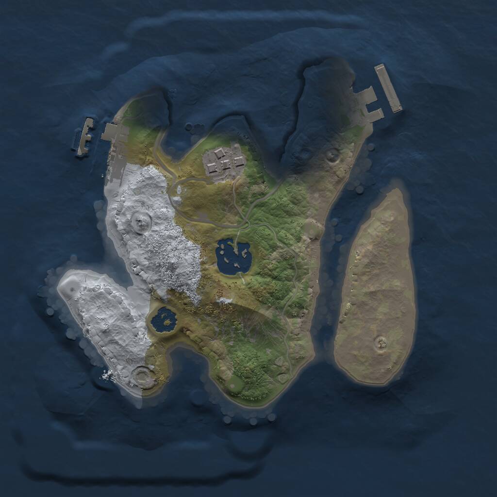 Rust Map: Procedural Map, Size: 2000, Seed: 13774, 5 Monuments