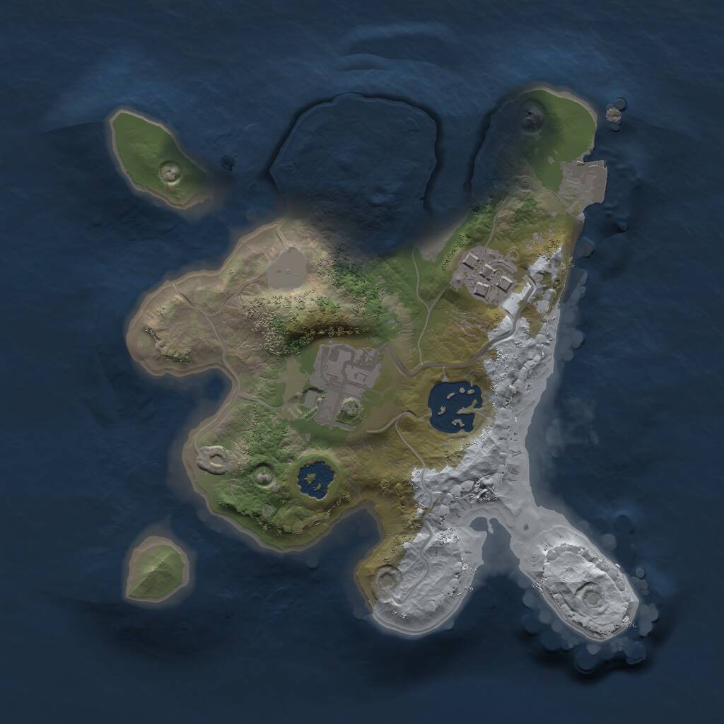 Rust Map: Procedural Map, Size: 2000, Seed: 2055611171, 4 Monuments