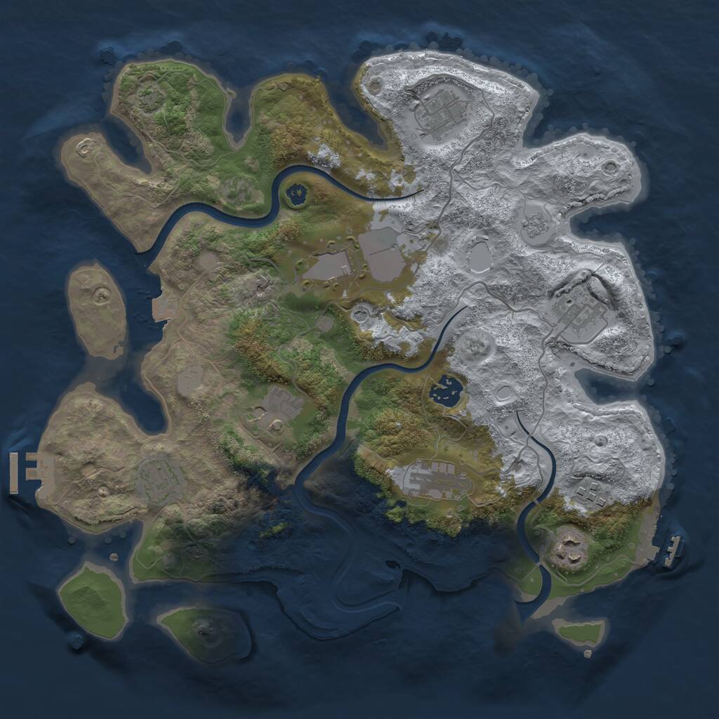 Rust Map: Procedural Map, Size: 3500, Seed: 1125784389, 15 Monuments