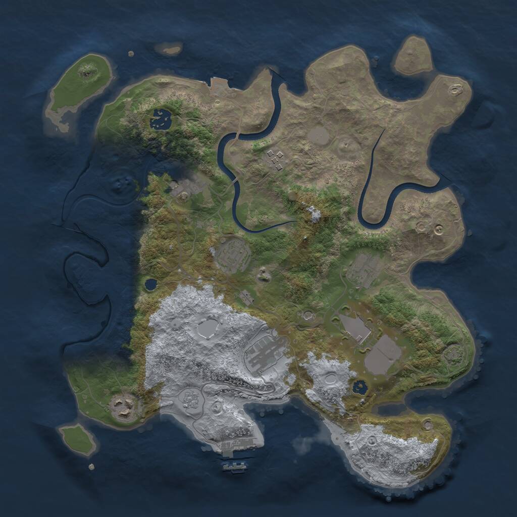 Rust Map: Procedural Map, Size: 3500, Seed: 1552847264, 13 Monuments