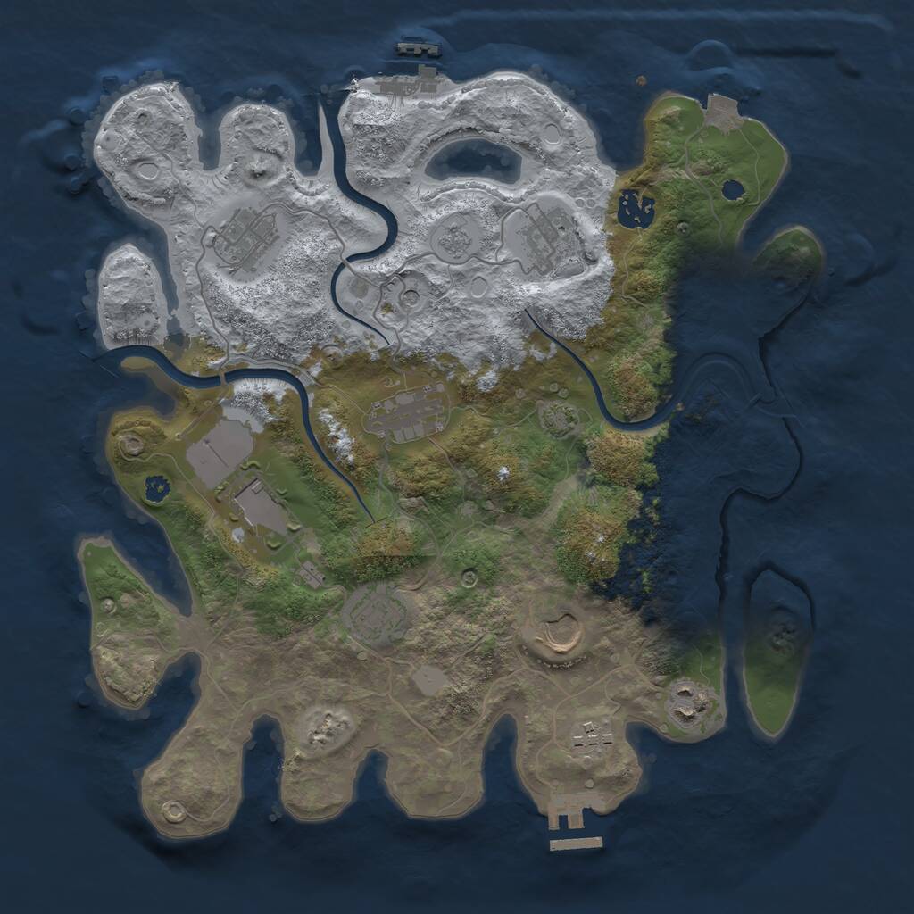Rust Map: Procedural Map, Size: 3500, Seed: 1360720202, 15 Monuments