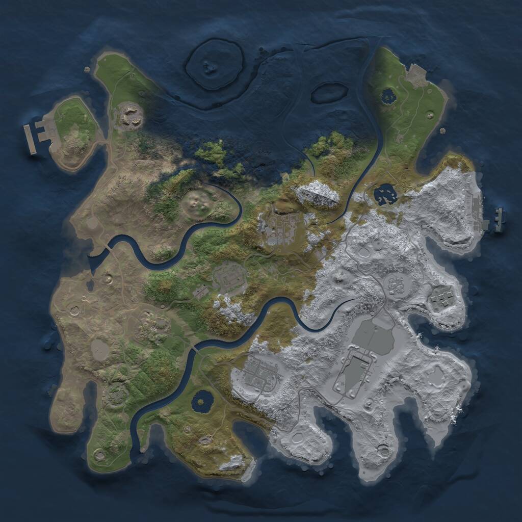 Rust Map: Procedural Map, Size: 3500, Seed: 1199875328, 14 Monuments