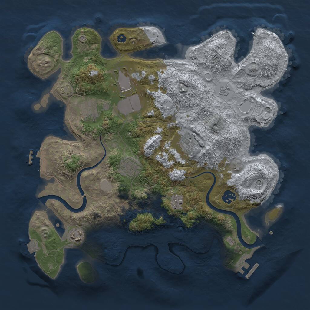 Rust Map: Procedural Map, Size: 3500, Seed: 158612951, 13 Monuments