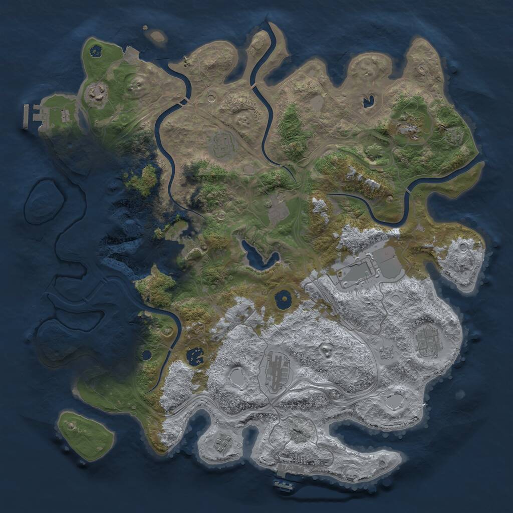 Rust Map: Procedural Map, Size: 4250, Seed: 2093858710, 16 Monuments