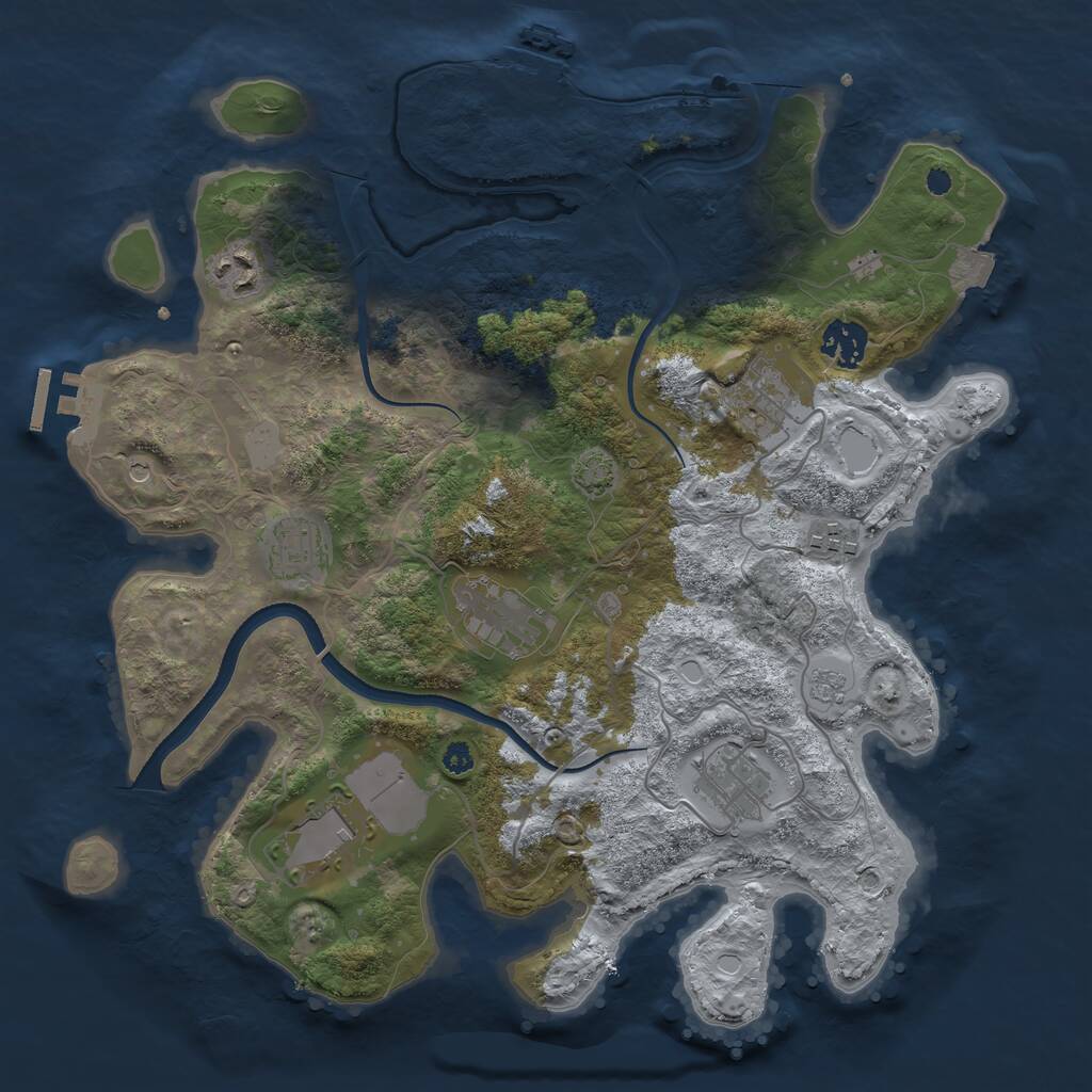Rust Map: Procedural Map, Size: 3500, Seed: 584904486, 14 Monuments