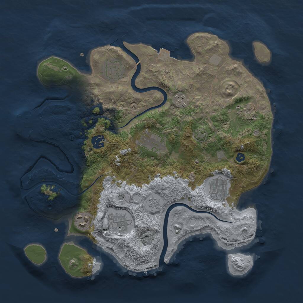 Rust Map: Procedural Map, Size: 3300, Seed: 83402490, 13 Monuments