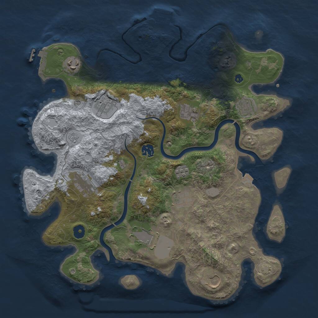 Rust Map: Procedural Map, Size: 3750, Seed: 2009009797, 16 Monuments
