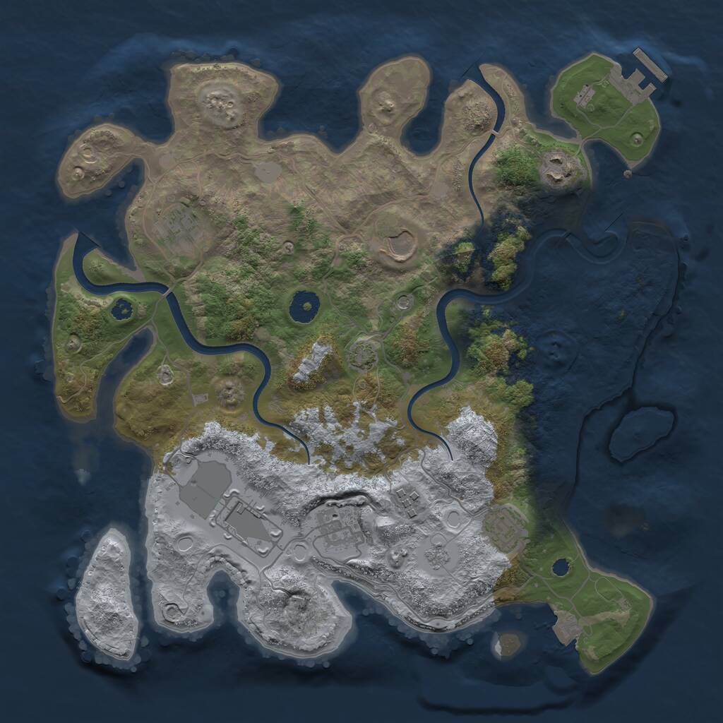 Rust Map: Procedural Map, Size: 3500, Seed: 263558108, 12 Monuments