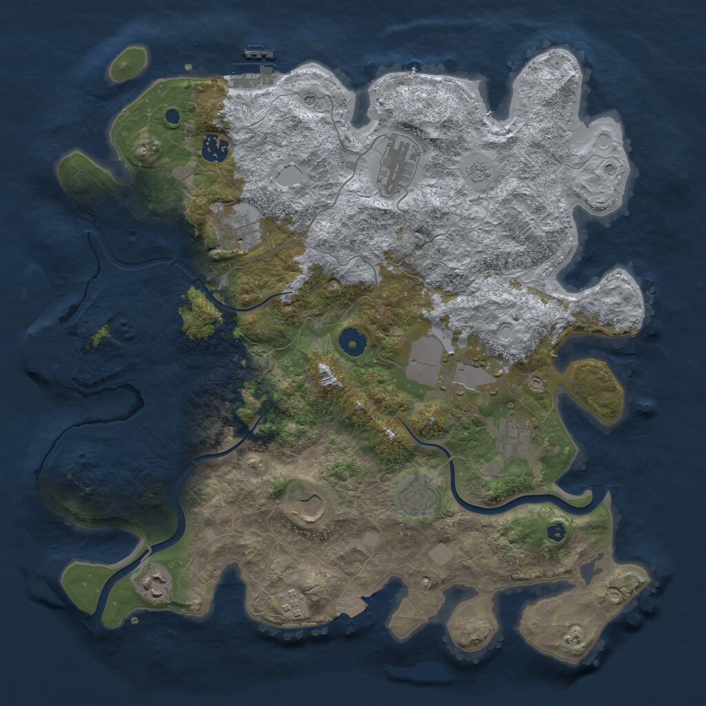 Rust Map: Procedural Map, Size: 3850, Seed: 157103077, 15 Monuments