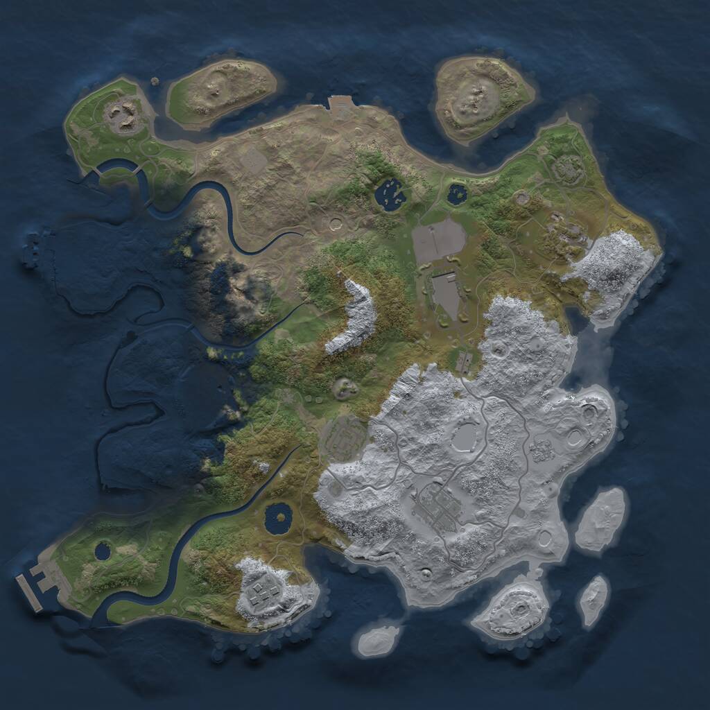 Rust Map: Procedural Map, Size: 3500, Seed: 1969407897, 14 Monuments