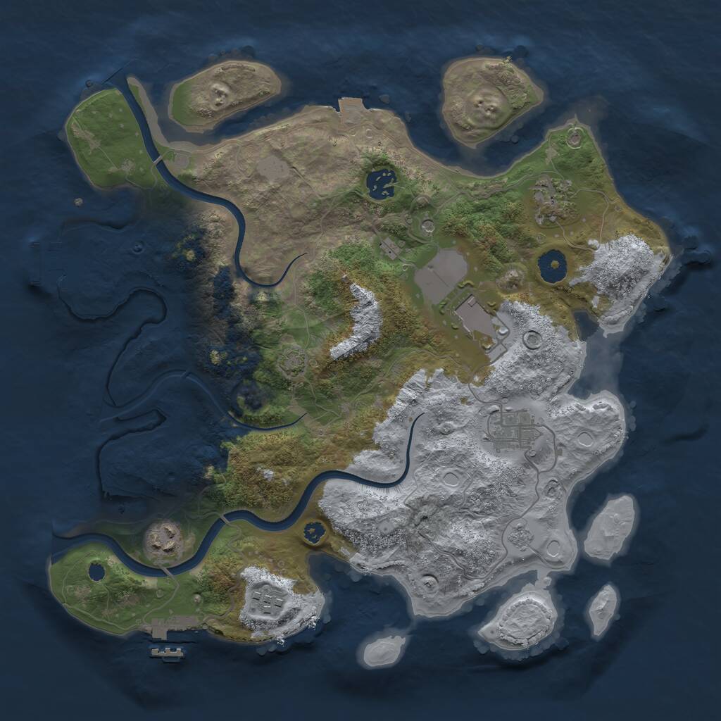 Rust Map: Procedural Map, Size: 3500, Seed: 1969407897, 12 Monuments
