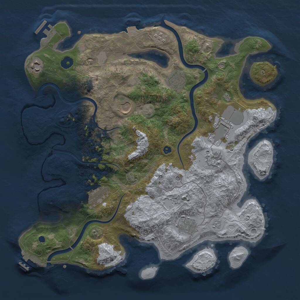 Rust Map: Procedural Map, Size: 3750, Seed: 1969407897, 14 Monuments