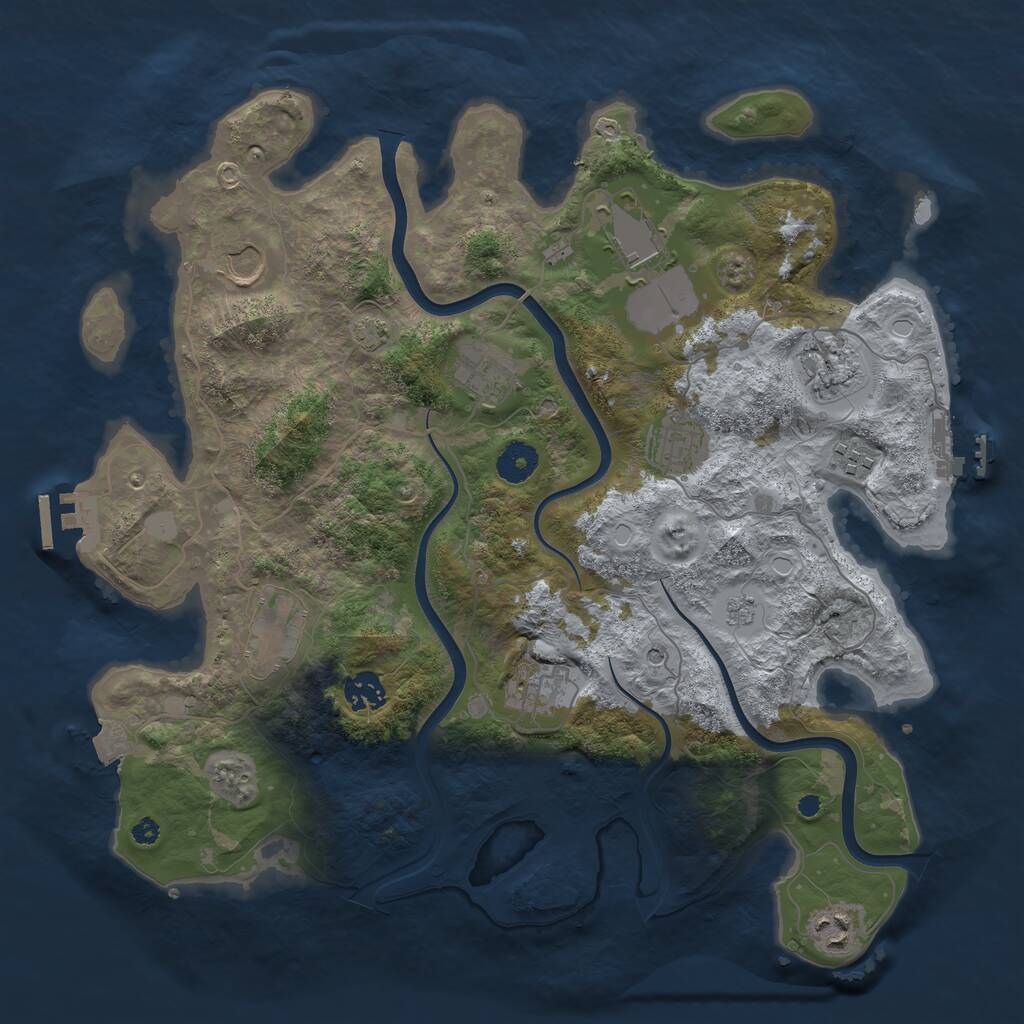 Rust Map: Procedural Map, Size: 3800, Seed: 1459069711, 16 Monuments
