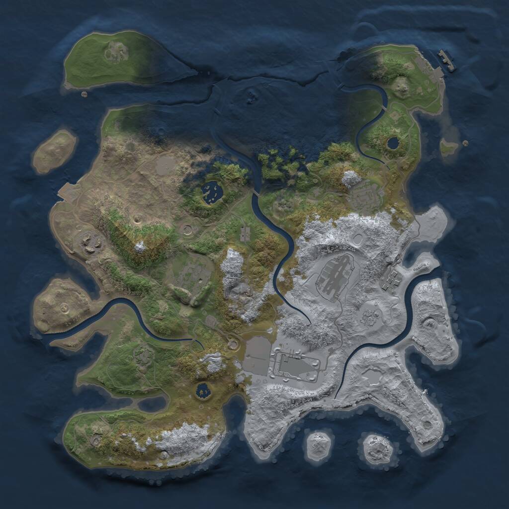 Rust Map: Procedural Map, Size: 3500, Seed: 741442306, 12 Monuments