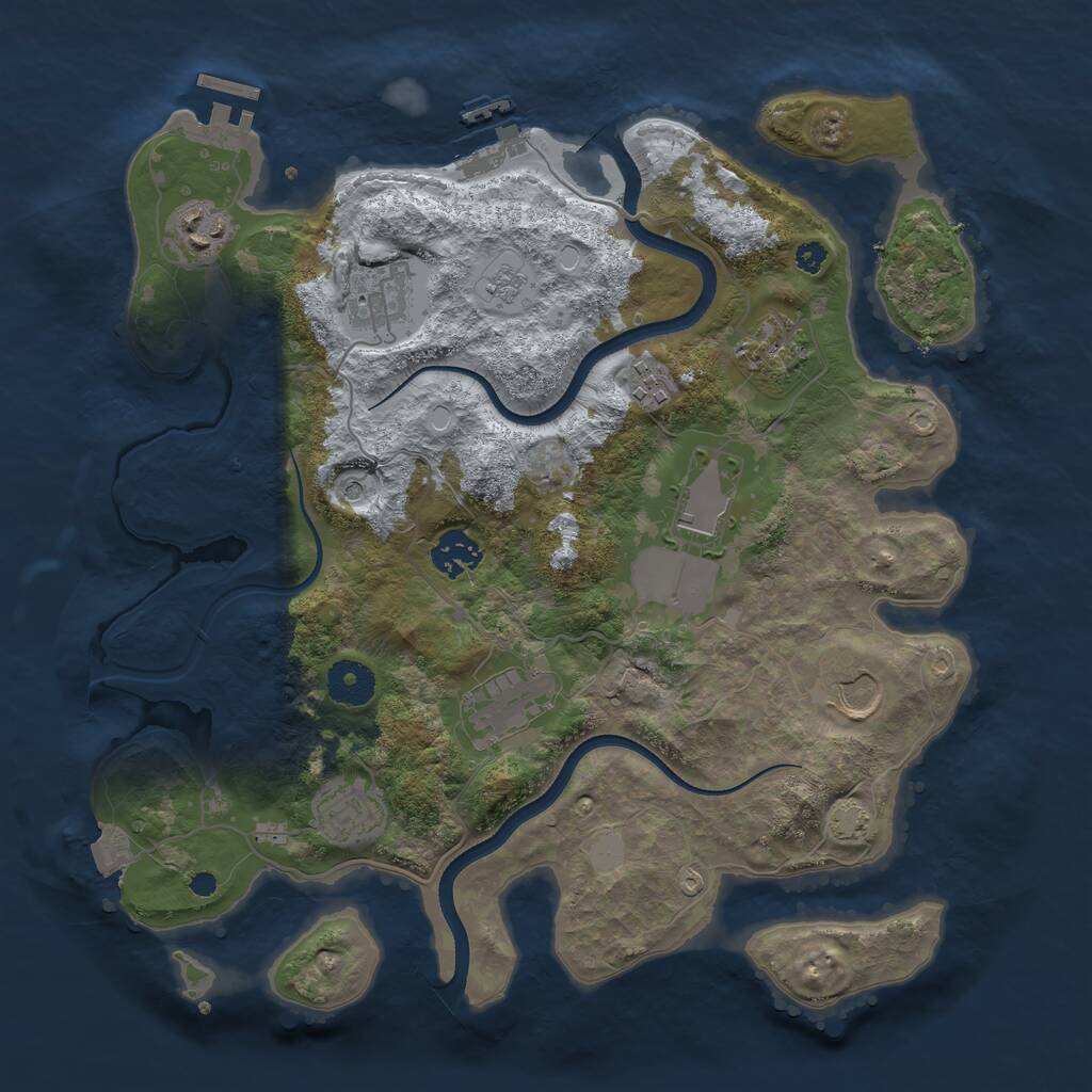 Rust Map: Procedural Map, Size: 3500, Seed: 639506506, 15 Monuments