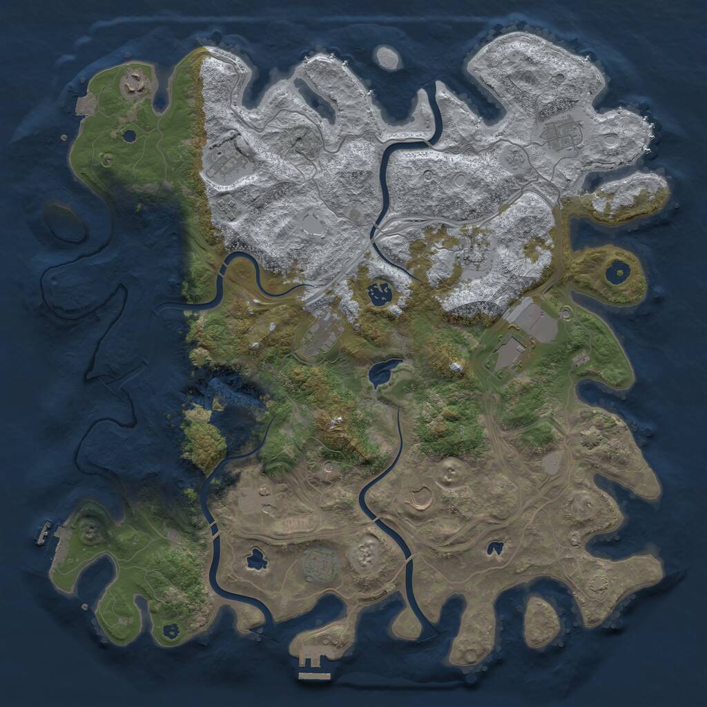 Rust Map: Procedural Map, Size: 4500, Seed: 12062025, 17 Monuments