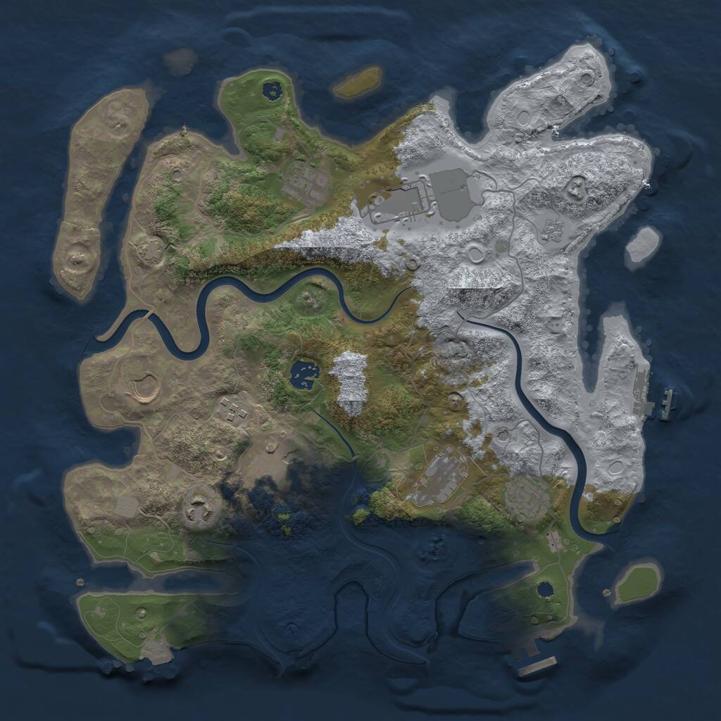 Rust Map: Procedural Map, Size: 3700, Seed: 662909110, 15 Monuments