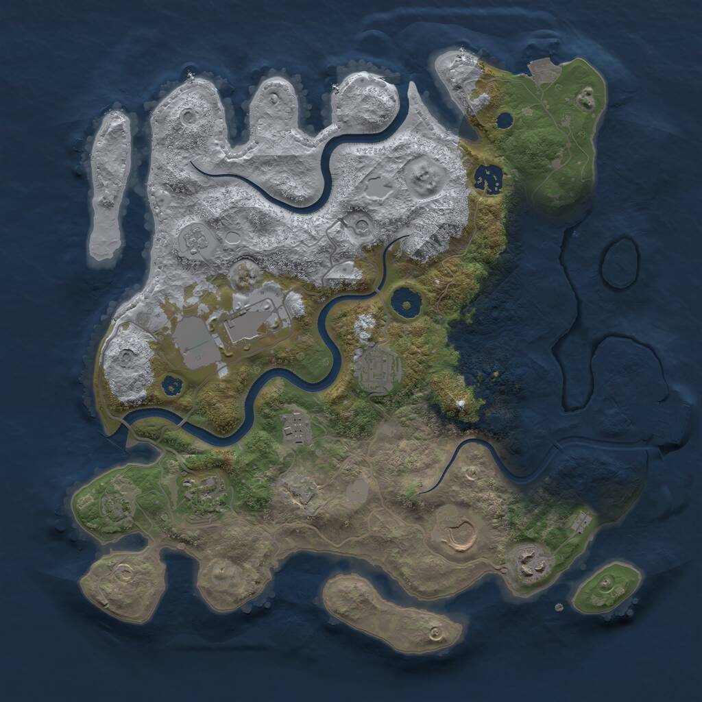 Rust Map: Procedural Map, Size: 3500, Seed: 1359138737, 12 Monuments