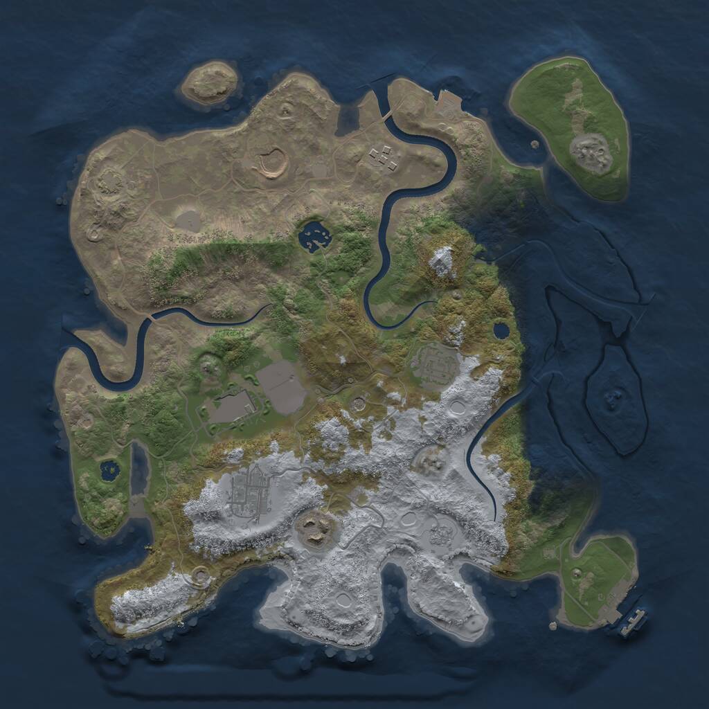 Rust Map: Procedural Map, Size: 3500, Seed: 650330033, 12 Monuments