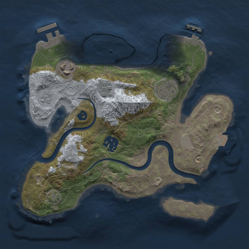 Rust Map: Procedural Map, Size: 2500, Seed: 1205848807, 10 Monuments