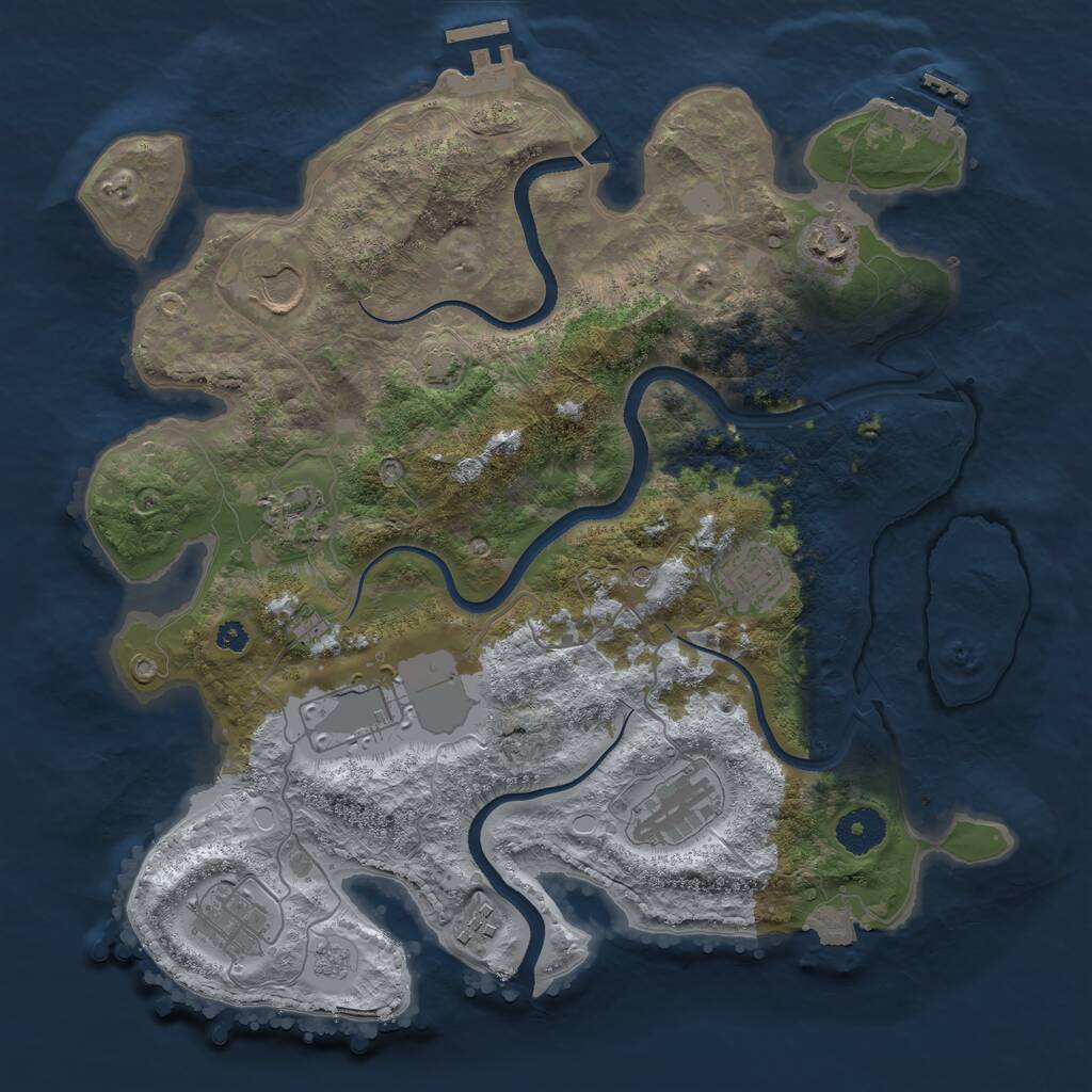 Rust Map: Procedural Map, Size: 3500, Seed: 2042217163, 14 Monuments
