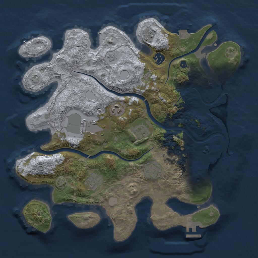 Rust Map: Procedural Map, Size: 3500, Seed: 378524, 12 Monuments