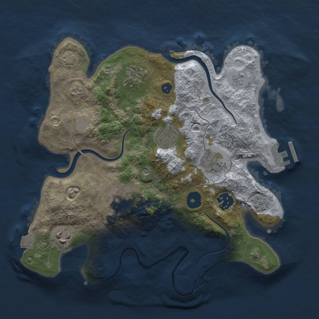 Rust Map: Procedural Map, Size: 3000, Seed: 18943, 12 Monuments