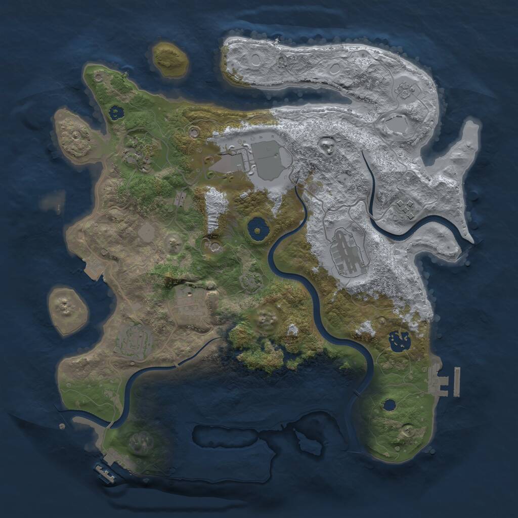 Rust Map: Procedural Map, Size: 3500, Seed: 2052016688, 13 Monuments