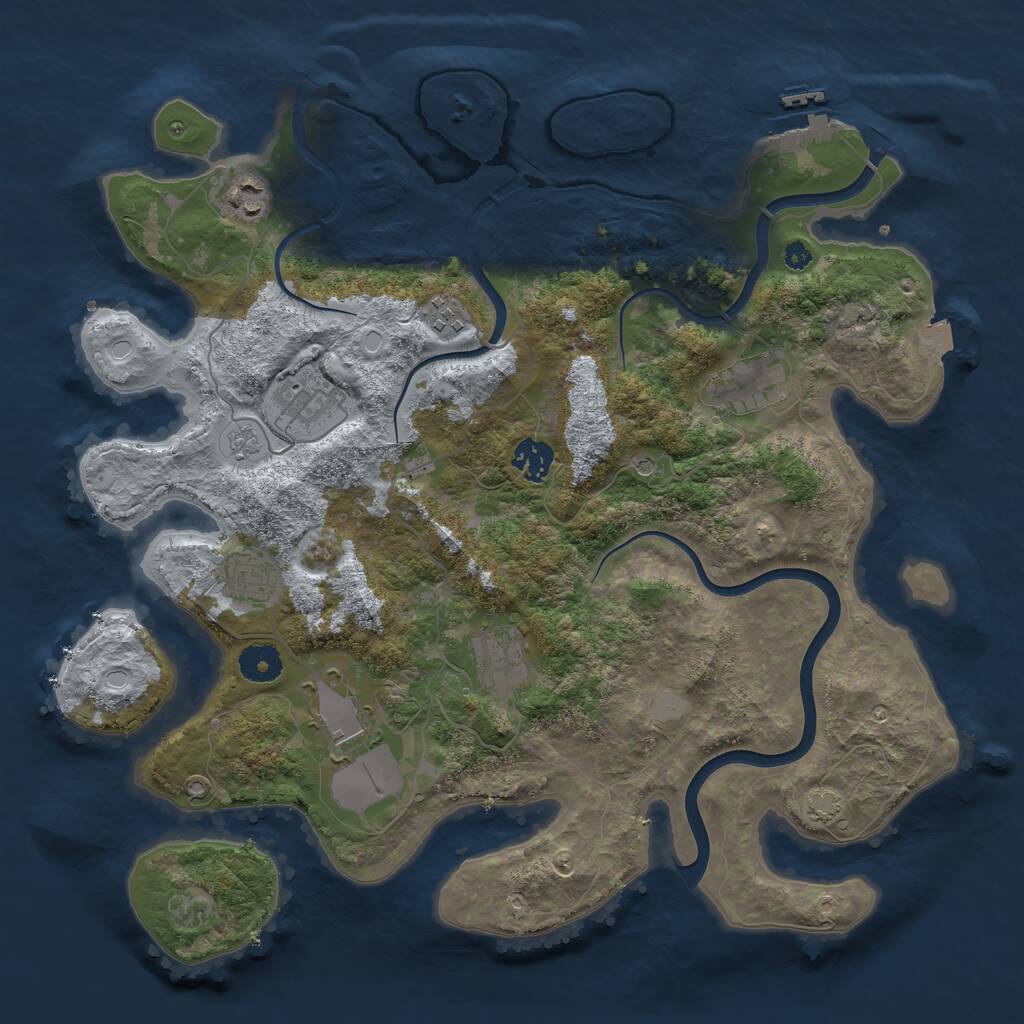 Rust Map: Procedural Map, Size: 3750, Seed: 95372421, 13 Monuments