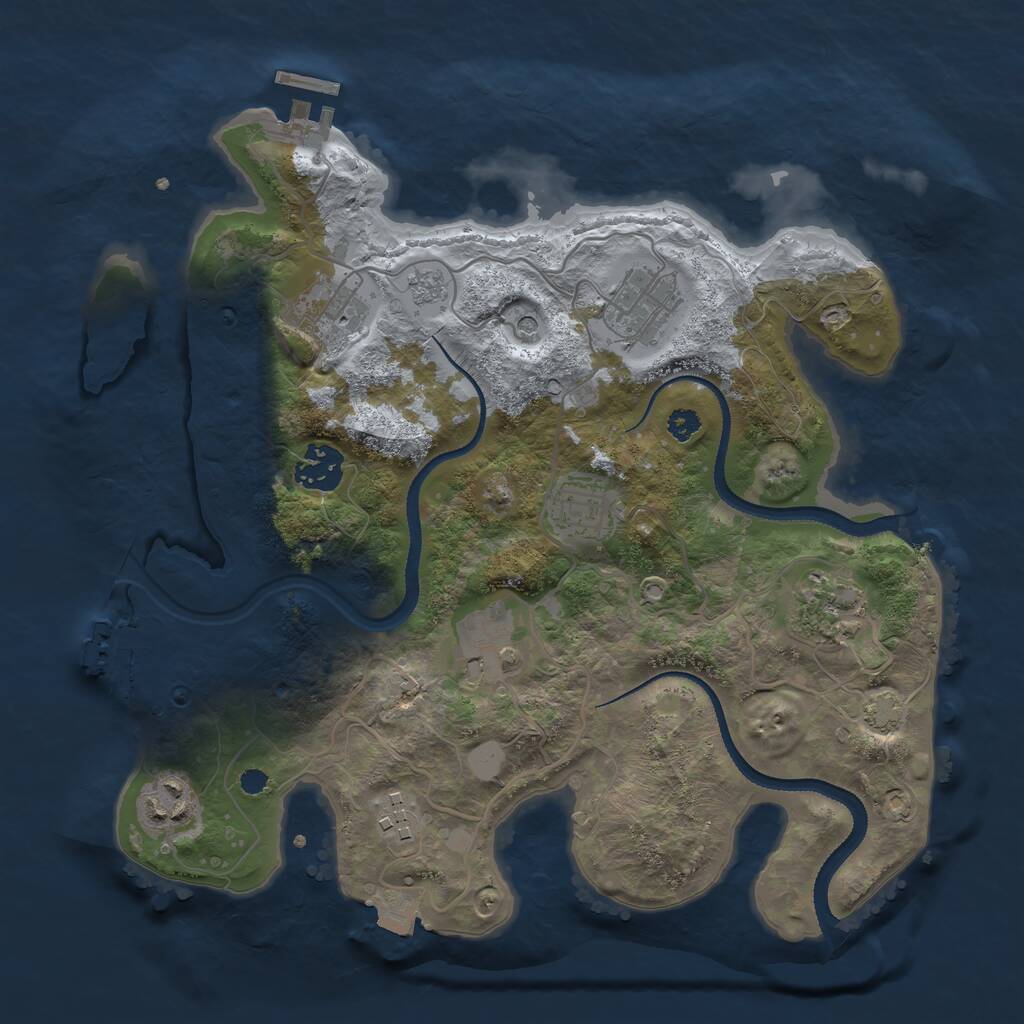 Rust Map: Procedural Map, Size: 3200, Seed: 1095506812, 14 Monuments